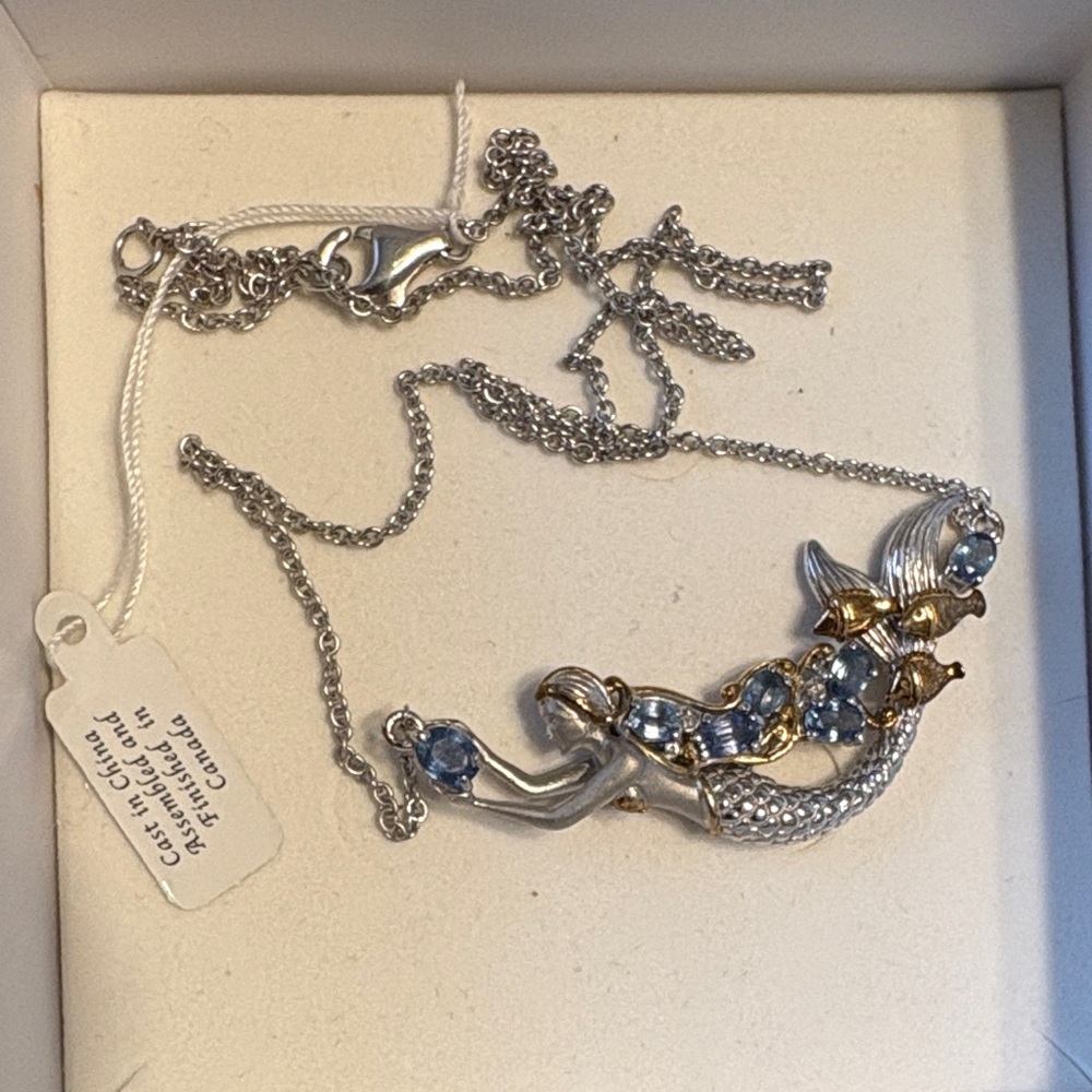 Evine Gold and Silver Mermaid Necklace w/ Moon Earrings - Picture 3 of 7